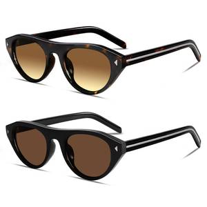 lot 2468 image: TYA Retro Oval Sunglasses for Women Men Trendy Narrow Shades Vintage Cat Eye UV400 Protection Sunnies