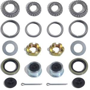 lot 2481 image: iBroPrat 2 Sets 3500 LB Boat Trailer Axle Bearing Kits, L68149 L44649 Bearing Kits, 171255TB10-19 Grease Seals, Spindle Nuts, 1.98 Dust Covers and Rubber Plugs, Cotter Pins,Washers for #84 Spindle