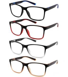 lot 2498 image: Reading Glasses for Men 4-Pack Stylish Computer Readers with Spring Hinges, Anti GlareEye Strain Filter UV Ray Blue Light Blocking Two-Tone Reader Eyeglasses,1.5 Magnification Strength