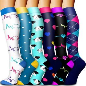 lot 2553 image: Bluemaple 6 Pack Copper Compression Socks for Women and Men Circulation-Best Support for Medical, Running,Nursing,Athletic