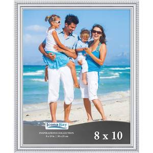 lot 2555 image: Icona Bay - 8x10 Silver Picture Frame - Beautifully Detailed Molding - Contemporary Picture Frame - Wall Mount or Table Top - Inspirations Collection