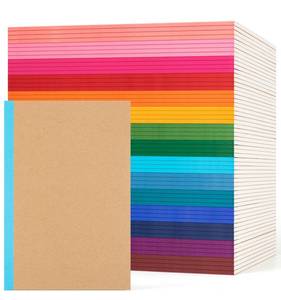 lot 2559 image: ALKALO 60 Pack Lined Notebook Journals Bulk, A5 College Ruled Composition Notebook, 8.3x 5.5, Kraft Cover with Rainbow Spines, 15 Colors 60 Pages for School Office Travel