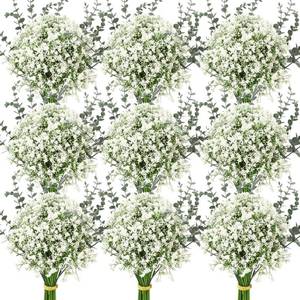 lot 2570 image: Retrowavy 250 Pcs Babys Breath Artificial Flowers Bulk Babys Breath Flowers Gypsophila Bouquets with Faux Eucalyptus Stems Leaves for Wedding Bouquet Party Filler Home Decor