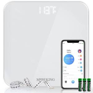 lot 2571 image: Scale for Body Weight, High Accuracy Bathroom Digital Scales, Bluetooth Weighing Scale, Unlimited Users, LCD Display, Round Corner Disign, Compact Size with Sturdy Tempered Glass 400lb- White