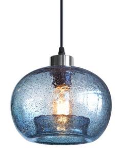 lot 2572 image: CASAMOTION Glass Pendant Lights Kitchen Island Modern Farmhouse Blue Ceiling Hanging Light Fixtures Globe Over Table Sink Foyer Entryway Brushed Nickel 8.7 Inch Diameter