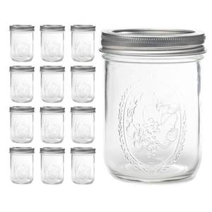 lot 2588 image: Lonriva 12 Pcs 16oz Wide Mouth Mason Jars, Glass Jars with Silver Metal Lids, Canning Jars for Overnight Oats, Food Storage, Dry Food, Snacks, Candies and More