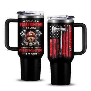 lot 2593 image: NIAXAUYT Retired Firefighter Gifts for Men Women, Retired Fireman Stainless Steel Tumbler Cup 40 oz, Retirement Birthday Gifts for Fireman, Being A Retired Firefighter is An Honor Insulated Mug