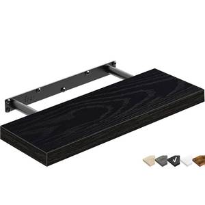 lot 2599 image: QEEIG Floating Shelf for Wall Bathroom Shelves Bedroom Kitchen Living Room Farmhouse Small Book Shelf 16 inch Set of 1, Black (015-B1)