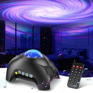 lot 2617 image: Northern Galaxy Light Aurora Projector with 33 Light Effects, Night Lights LED Star Projector for Bedroom Nebula Lamp, Remote Control, White Noises, Bluetooth Speaker for Parties, Jet Black