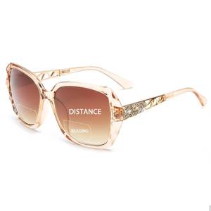 lot 2637 image: JM Bifocal Reading Sunglasses for Women Fashion Oversized Square Sun Readers Outdoor Reading Glasses UV400 Protection Brown 1.25