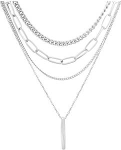 lot 2638 image: Sacina Layered Bar Necklaces, Chunky Chain Necklaces, Grunge Necklace, Emo Necklaces, Gothic Necklace, Punk Necklace, Christmas Jewelry Gift for Women