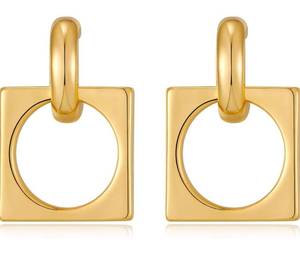 lot 2644 image: MUYAN Gold Silver Geometric Drop Dangle Earrings for Women Brushed Link Square Dangle Earrings Trendy Jewelry