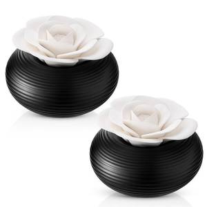lot 2649 image: Honeydak 2 Pcs Reedless Ceramic Diffuser Set, Porcelain White Flower Aromatherapy Essential Oil Diffuser for Home Office Bathroom Tabletop Decor, Non-Electric, Valentines Day Gift (Rose)