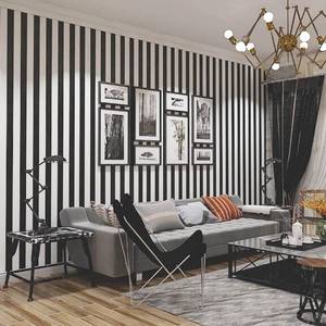 lot 2651 image: Qianglive 17.3x120 Black and White Striped Wallpaper Peel and Stick Wallpaper Self-Adhesive Removable Waterproof Wall Paper for Walls Modern Vinyl Film