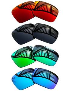lot 2658 image: 4 Pairs Replacement Lenses for Oakley Holbrook XL OO9417 Sunglasses Anti-Scratch Lightweight Lens Solid Black  Titanium  Ice Blue  Fire Red