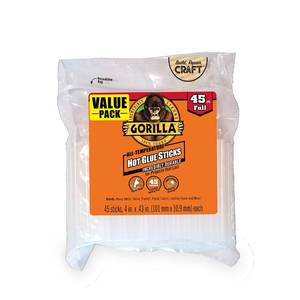 lot 2663 image: Gorilla Hot Glue Sticks, Clear Glue, Full Size 4 Long x 0.43 Diameter, 45 Count (Pack of 1) - Safe for All Temperatures with Extended Working Time