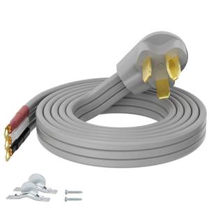 lot 2665 image: 3 Prong Dryer Cord 10 FT, NEMA 10-30P to 3-Wire Appliance Cord, 30-Amp, 3 Wires with Eyelet Connectors, 10 Gauge Copper Wire, Grey Cable