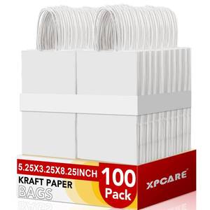 lot 2688 image: XPCARE 100Pcs Paper Gift Bags 5.25x3.25x8.25, Small Paper Bags with Handles Bulk, Kraft Paper for Birthday Party Favors, Shopping, Retail White