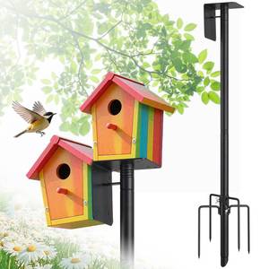 lot 2692 image: Bird House Pole,75 Outdoor Bird Feeder Pole Kit Stand with 5-Pronged Base, Adjustable Height & Universal Mount for Easy Setup, 2 Installation Methods, Matte Black Finish (Without Bird House)