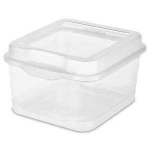 lot 2695 image: Sterilite FlipTop, Stackable Small Storage Bin with Hinging Lid, Plastic Container to Organize Desk at Home, Classroom, Office, Clear, 1-Pack