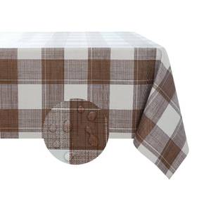 lot 2709 image: Romanstile Square Plastic Tablecloth, 100% Waterproof Oil-Proof Checkered PVC Table Cloth, Heavy Duty Vinyl Table Cover for Dining, Camping, Picnic, Outdoor - 54 x 54 Inch, Brown Checkered