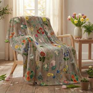 lot 2710 image: Horaldaily Spring Summer Flannel Blanket Throw, Flowers Brown Wood Grain Soft Fuzzy Plush Cozy Fleece Blankets for Couch Sofa Bed Lounging, Ideal Gifts for Kids Adults Self, 60x80