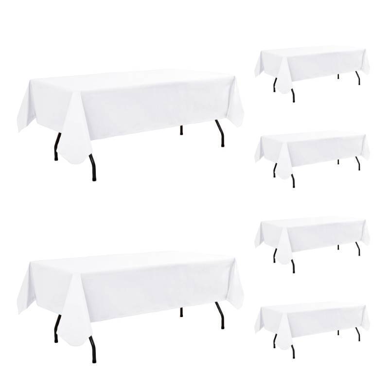 lot 5047 image: Enjoyidea Vinyl Tablecloth with Flannel Backing-6 Pack White 60x120 Inch Outdoor Waterproof Plastic Table Cloth