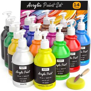 lot 3124 image: Nicpro 14 Colors Acrylic Paint Set (10oz300ml), Large Bulk Acrylic Paints kits Rich Pigment Art Painting Supplies