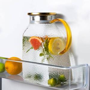 lot 3140 image: Glass Pitcher With Lid and Spout, 1.8 Liter 60 oz Glass Pitchers With Handle And Lid, Jug Water Pitchers For Fridge, Carafe Jar for HotCold Water Iced Tea Juice Coffee Milk Beverage