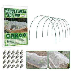 lot 3143 image: Garden Netting Kit for Raised Beds, 10x30FT Ultra Fine Mesh Netting 6 Sets Fiberglass Garden Hoops, Insect Netting for Garden Plant Row Cover Vegetable Flowers Protection Barrier