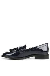 lot 3156 image: Franco Sarto Womens Carolynn Slip On Tassel Loafers Navy Patent 8 W