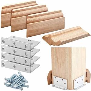 lot 3161 image: Blulu 1 Set 5 Newel Post Mounting Kit 4 Pcs L Bracket Metal Post Anchor with 4 Pcs Wooden Trim Deck Base Fasteners for Fastening Handrails Balustrades to Stairs and Floors