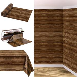lot 3169 image: Kochorie 100 Ft x 54 Inch Wood Grain Tablecloth Roll in Slide Cutter Box Disposable Rustic Backdrop Vintage Table Cover Western Themed Bulletin Board Plastic Roll for Barn Birthday Classroom Decor