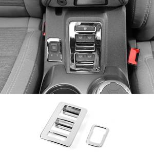 lot 3187 image: RAZPOY for Bronco Window Lift Switch Control Trim, 2PCS Center Console Rearview Mirror Adjustment Panel Cover Compatible with 2021-2026 Ford Bronco 4Door Interior Accessories, Chrome