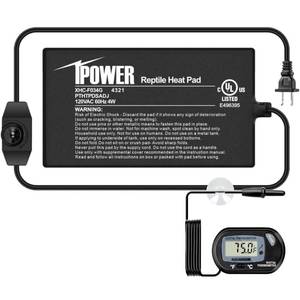 lot 3189 image: iPower 4 by 7-Inch Reptile Heat Mat with Temperature Adjustable Controller Knob, LCD Digital Aquarium Thermometer, Under Tank Warmer Terrarium Heat Pad for Reptiles and Amphibians