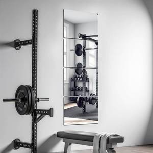 lot 3191 image: Delma Frameless Mirror Tiles 12x10x4 Pcs Wall Mounted, Shatter Resistant Full Length Tempered Glass Panels for Home Gym Bathroom Bedroom & Living Room Decor