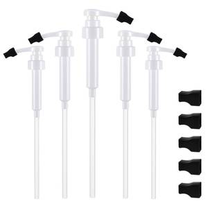 lot 3193 image: Nuogo Coffee Syrup Pump Only Compatible with Monin 750ml (25.4 Fl Oz) Glass Bottles Flavor Syrup Pump Dispenser with Tip Covers for Dirty Soda Bar Supplies(White,5 Pcs)