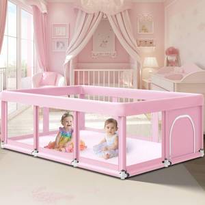 lot 3204 image: Fshibila 74 x 50 Large Baby Playpen, Baby Playard for Babies and Toddlers, Play Pens for Indoor & Outdoor, Sturdy Safety Play Yard with Soft Breathable Mesh, Anti-Fall, Pink