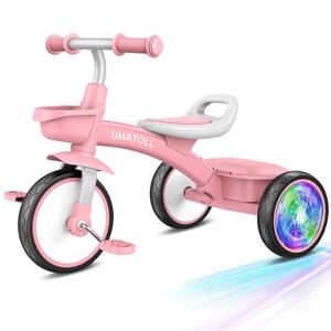 lot 3213 image: Umatoll Toddler Tricycle for 18 Month to 4 Year Old Girls,Toddler Bike Toys with Adjustable Seat&Light-Up Wheels,Birthday Gift for Age 2-3 (Pink)