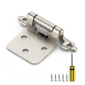 lot 3227 image: Ravinte 50 Pack 25 Pairs 12 Inch Overlay Cabinet Door Hinges Kitchen Satin Nickel Semi-Concealed Face Mount Self-Closing Cabinet Hinges with Bumpers & Screwdriver
