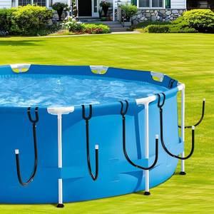 lot 3262 image: 5PCS Solar Cover Holder for Above Ground Pool(Round Top Rail Under 2.3inch), Adjustable Metal Solar Cover Holder for Pool Solar Blanket Storage, Pool Cover Hooks Designed for Frame Above Ground Pools