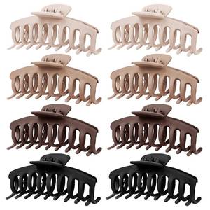 lot 3280 image: TOCESS Hair Claw Clips for Women, 8PK 4 in Large Matte Neutral Hair Clips for Thick, Thin, Long, Short Curly Hair, Strong Hold Non Slip Jumbo Hair Claw Clips, Minimalist Big Jaw Clip