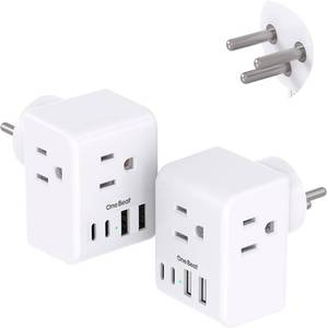 lot 3298 image: 2 Pack Israel Power Adapter, One Beat Israel Travel Plug Adapter with 3 American Outlets 4 USB Ports(2 USB C), 7 in 1 Type H Travel Adapter Plug Converter for US to Israel, Jerusalem, Palestine
