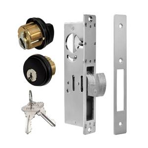 lot 3302 image: Commercial Door Lock with Thumbturn, 1-18 Backset Mortise Hook Bolt Lock for Storefront Doors, Solid Brass Cylinder, Direct Replacement for Aluminum Narrow Stile Doors (Black)