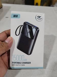 lot 3315 image: N18 15000mAh Portable Charger with Built In Cable