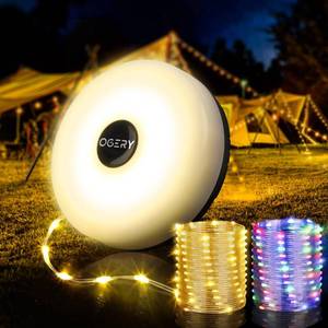 lot 3323 image: OGERY Camping String Lights, 4 in 1 Quick Storage 32.8FT Rechargeable Indoor Outdoor Fairy String Lights with 8 Lighting Modes, Hanging Portable LED Lamp for Christmas Decor Patio Party Essentials