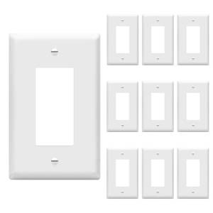 lot 3327 image: ENERLITES Decorator Light Switch or Receptacle Outlet Wall Plate, Gloss Finish, Mid-Size 1-Gang 4.88 x 3.11, Polycarbonate Thermoplastic, UL Listed, 8831M-W-10PCS, White (10 Pack)