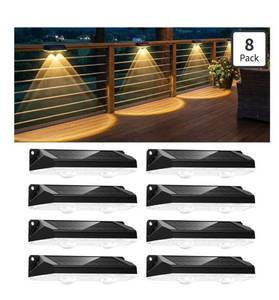 lot 3330 image: Brightown 8 Pack Solar-Fence-Lights-Outdoor, IP65 Waterproof 300040006000KRGB 11 Colors Solar Deck Step Flood Lights, Solar Patio Lights for Outside Backyard Yard Home Improvement Wall Railing