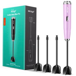 lot 3336 image: ISTOYO Premium Resin Mixer Handheld Battery Epoxy Mixer Saving Your Wrist Epoxy Resin Mixer Resin Stirrer Resin Resin Molds Silicone Molds DIY Crafts (Pink Included 4 pcs Paddles) IS-JB-JBPK-PRO
