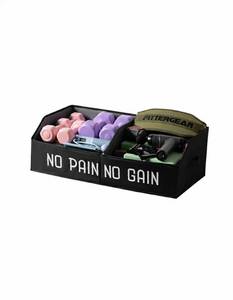 lot 3340 image: Coorganisers Fabric Home Gym Storage Box, Foldable Workout Equipment Storage Organizer with Bottom Board & Handles, Gym Shelf for Loop Bands, Yoga Blocks, Yoga Strap, Wrist Wraps-Black